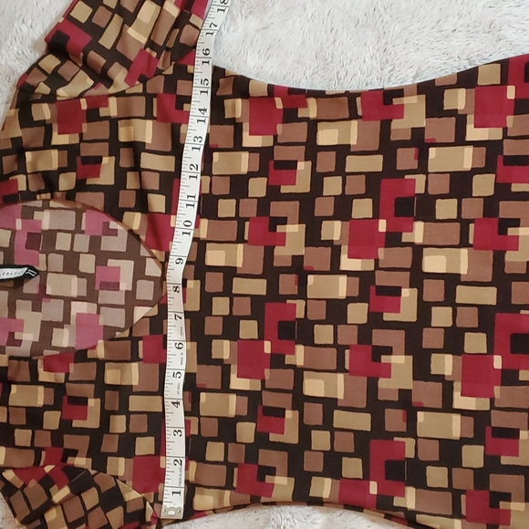 FOREVER 21 Black w/Geo Block Print Blouse - 3/4 Sleeves- Fitted-Stretch-EC- Sz S - Picture 9 of 14